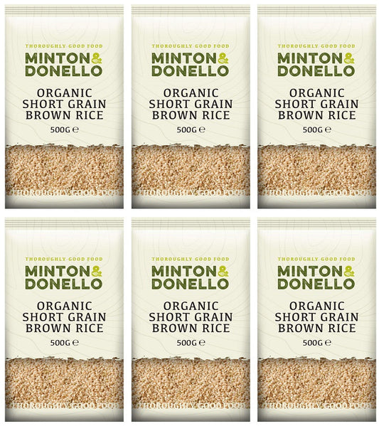 6 x Minton & Donello Organic Short Grain Brown Rice - 500g