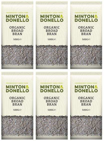 6 x Minton & Donello Organic Broad Bran - 500g