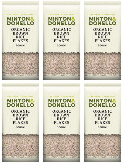6 x Minton & Donello Organic Brown Rice Flakes - 500g