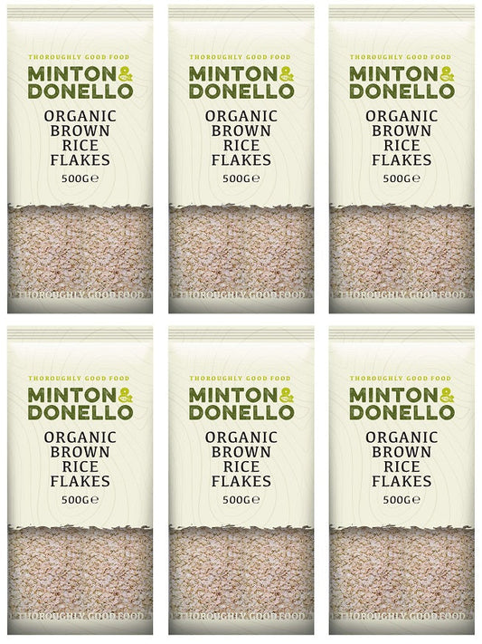 6 x Minton & Donello Organic Brown Rice Flakes - 500g