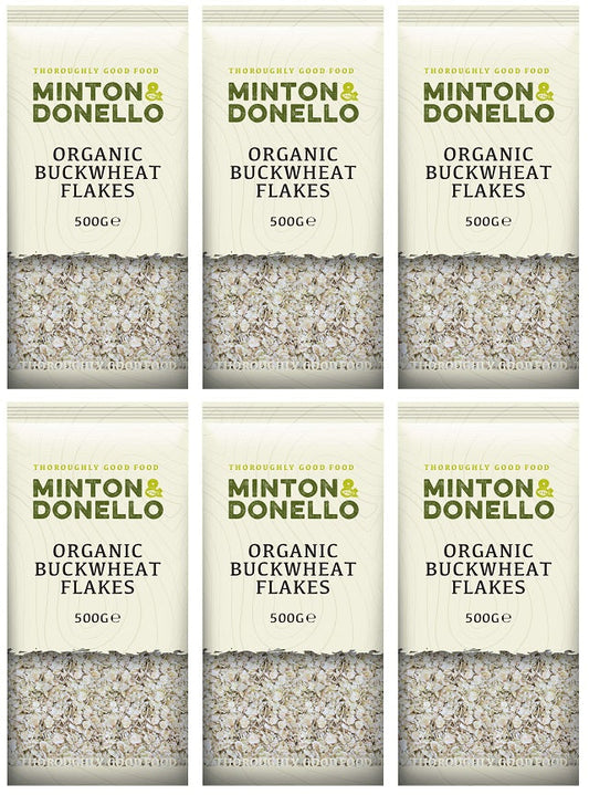6 x Minton & Donello Organic Buckwheat Flakes - 500g