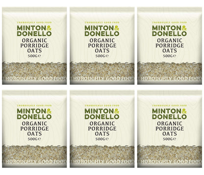 6 x Minton & Donello Organic Porridge Oats - 500g