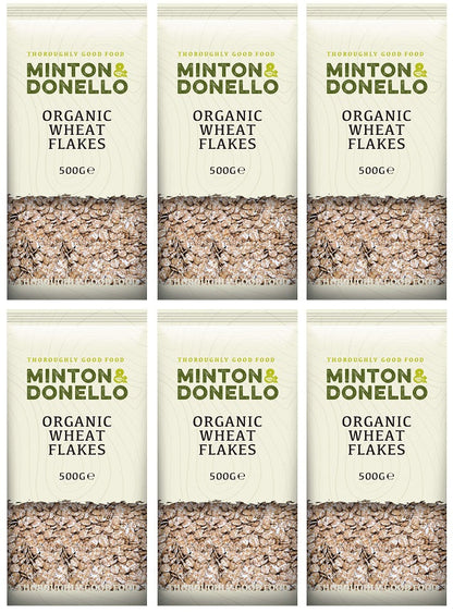 6 x Minton & Donello Organic Wheat Flakes - 500g
