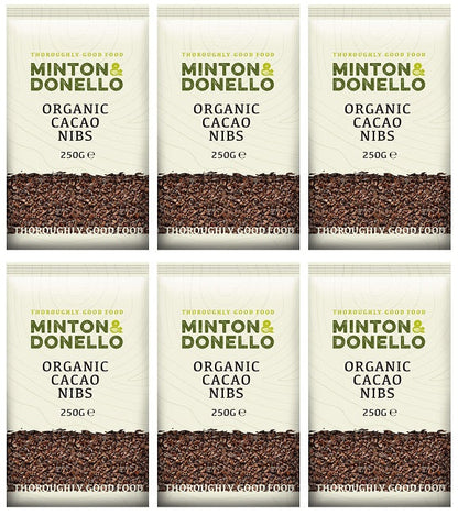 6 x Minton & Donello Cacao Nibs (Raw, Organic) - 250g