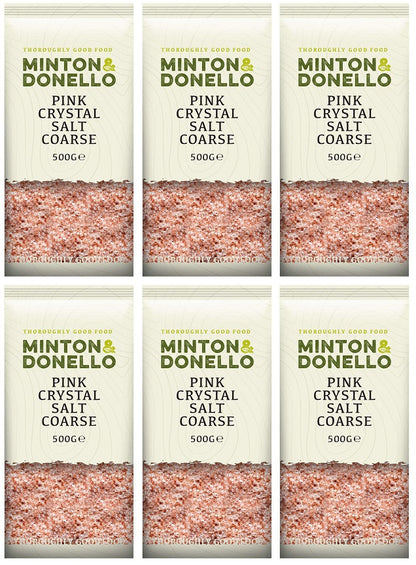 6 x Minton & Donello Pink Crystal Salt Coarse - 500g