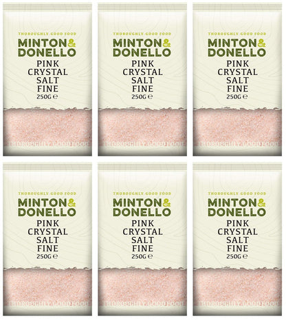 6 x Minton & Donello Pink Crystal Salt Fine - 250g