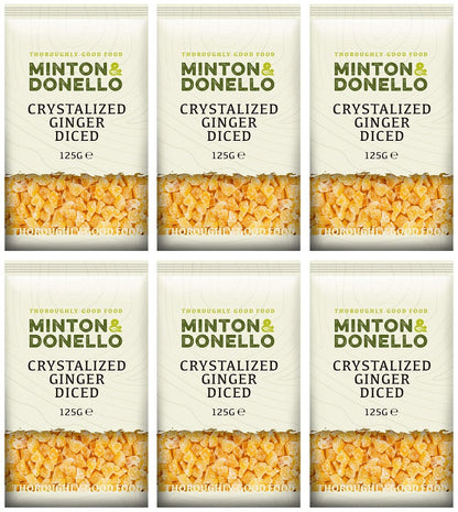 6 x Minton & Donello Crystalized Ginger Diced - 125g