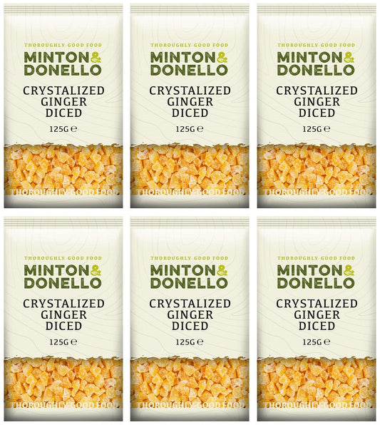 6 x Minton & Donello Crystalized Ginger Diced - 125g