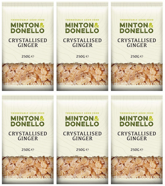 6 x Minton & Donello Crystalized Ginger Diced - 250g
