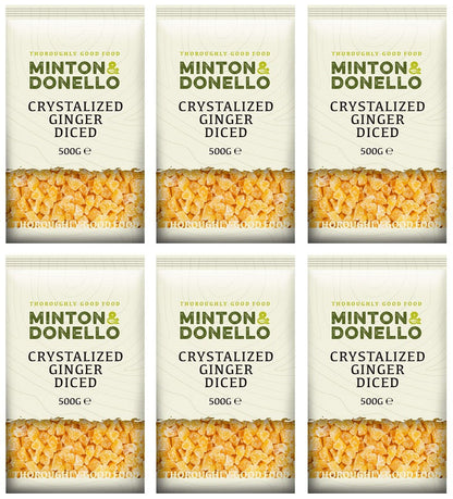 6 x Minton & Donello Crystalized Ginger Diced - 500g