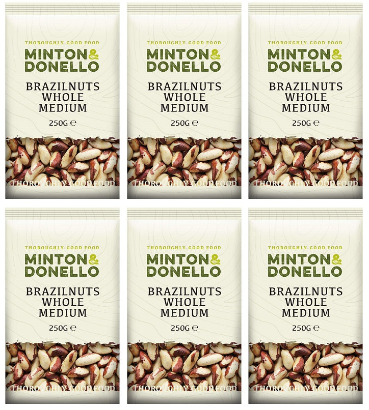 6 x Minton & Donello Brazilnuts Whole Medium - 250g