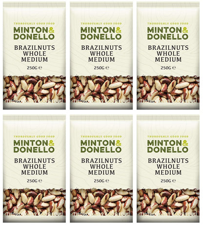 6 x Minton & Donello Brazilnuts Whole Medium - 250g