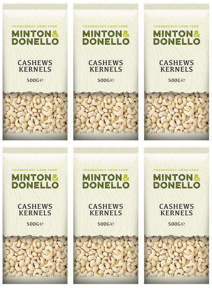 6 x Minton & Donello Cashews Kernels - 500g