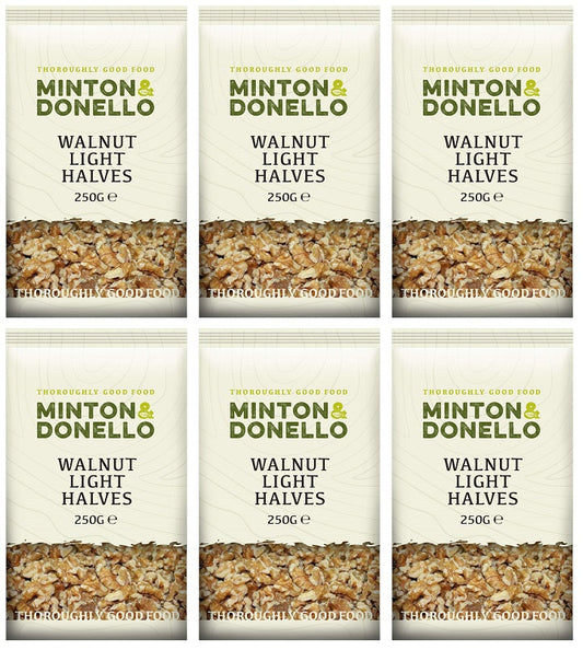 6 x Minton & Donello Walnut Light Halves - 250g