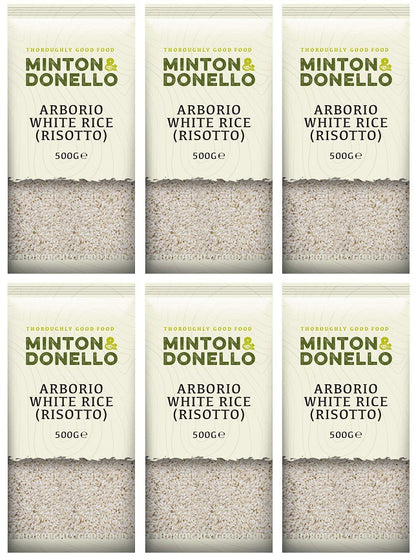 6 x Minton & Donello Arborio White Rice (Risotto) - 500g