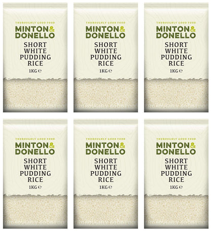 6 x Minton & Donello Short White Pudding Rice - 1000g