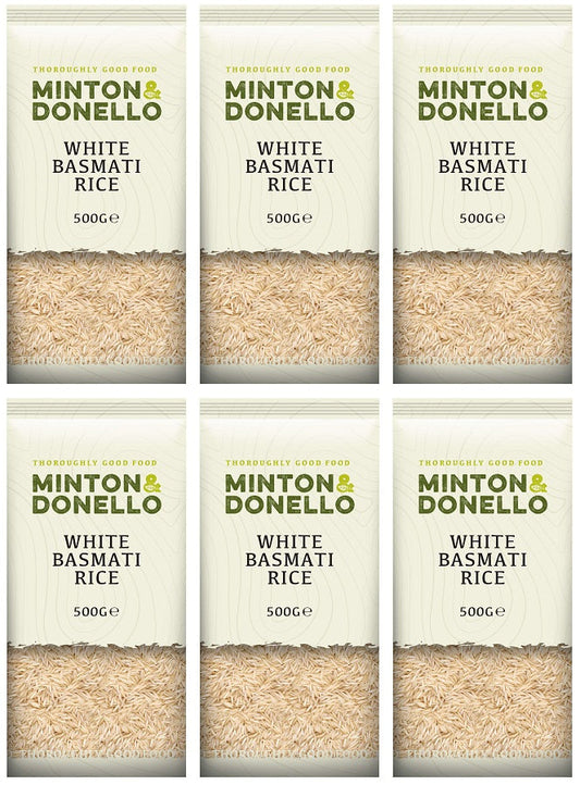 6 x Minton & Donello White Basmati Rice - 500g