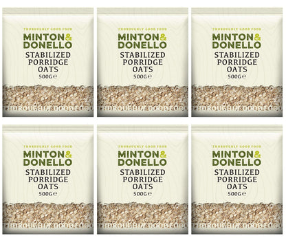 6 x Minton & Donello Stabilized Porridge Oats - 500g