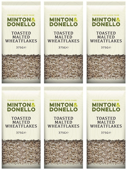 6 x Minton & Donello Toasted Malted Wheatflakes - 375g