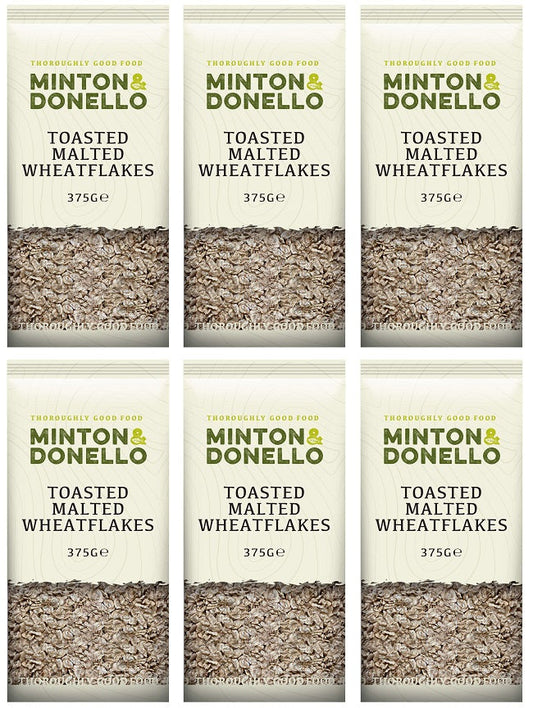 6 x Minton & Donello Toasted Malted Wheatflakes - 375g