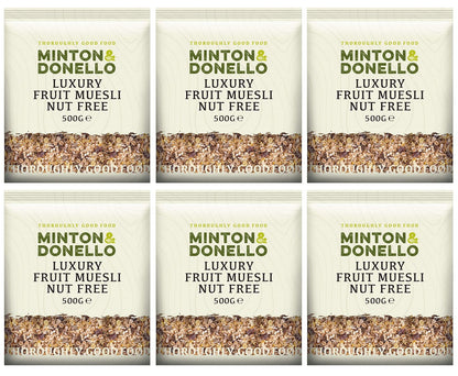6 x Minton & Donello Luxury Fruit Muesli Nut Free - 500g