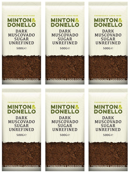 6 x Minton & Donello Dark Muscovado Sugar Unrefined - 500g