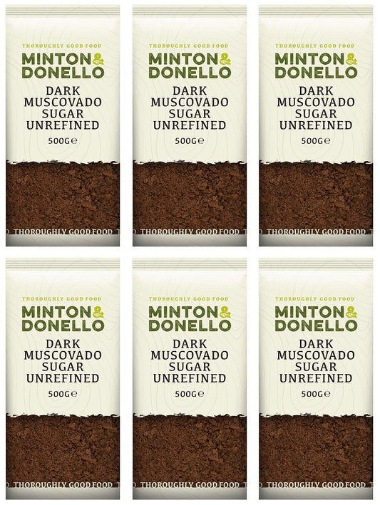 6 x Minton & Donello Dark Muscovado Sugar Unrefined - 500g