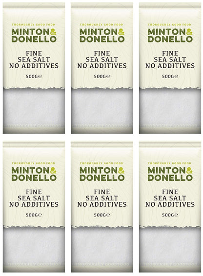 6 x Minton & Donello Fine Sea Salt No Additives - 500g