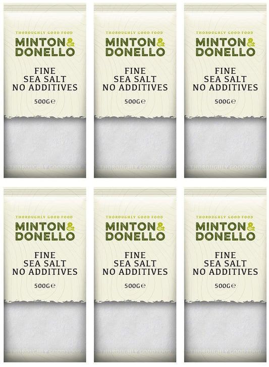 6 x Minton & Donello Fine Sea Salt No Additives - 500g