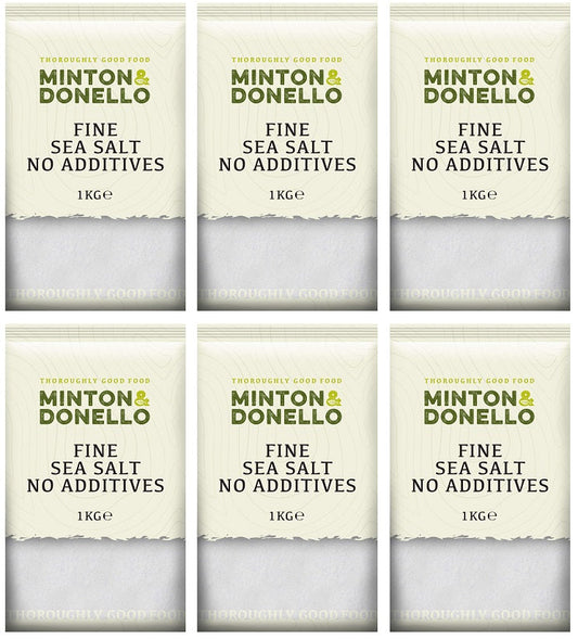 6 x Minton & Donello Fine Sea Salt No Additives - 1000g