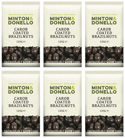 6 x Minton & Donello Carob Coated Brazilnuts - 125g