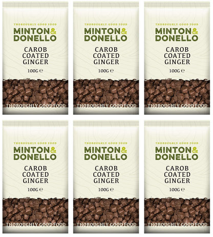 6 x Minton & Donello Carob Coated Ginger - 100g