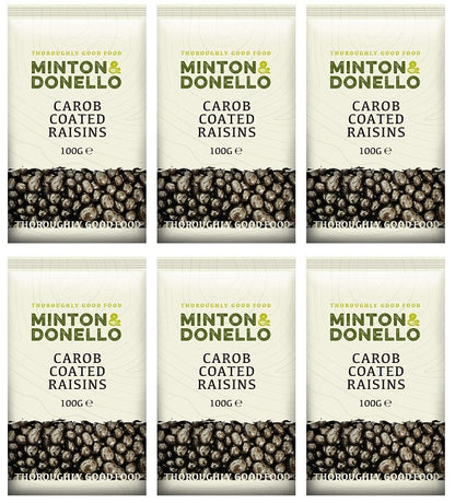 6 x Minton & Donello Carob Coated Raisins - 100g