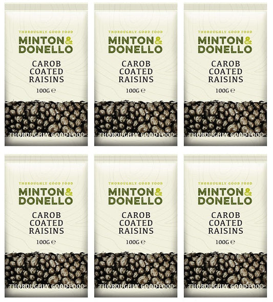 6 x Minton & Donello Carob Coated Raisins - 100g