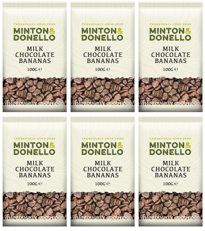 6 x Minton & Donello Milk Chocolate Bananas - 100g