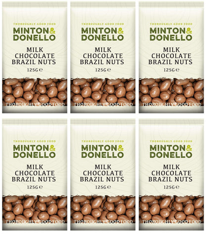 6 x Minton & Donello Milk Chocolate Brazils - 125g