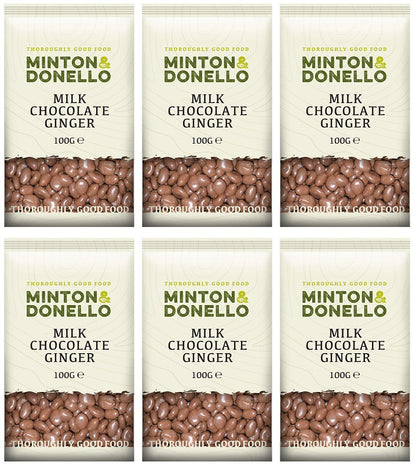 6 x Minton & Donello Milk Chocolate Ginger - 100g