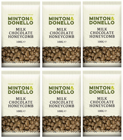 6 x Minton & Donello Milk Chocolate Honeycomb - 100g