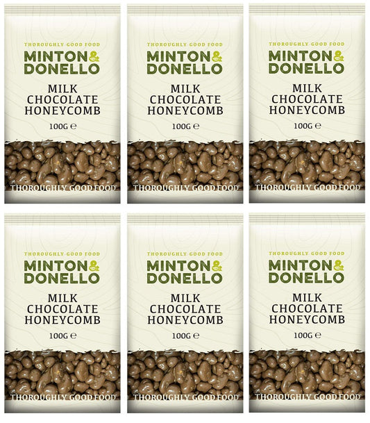 6 x Minton & Donello Milk Chocolate Honeycomb - 100g