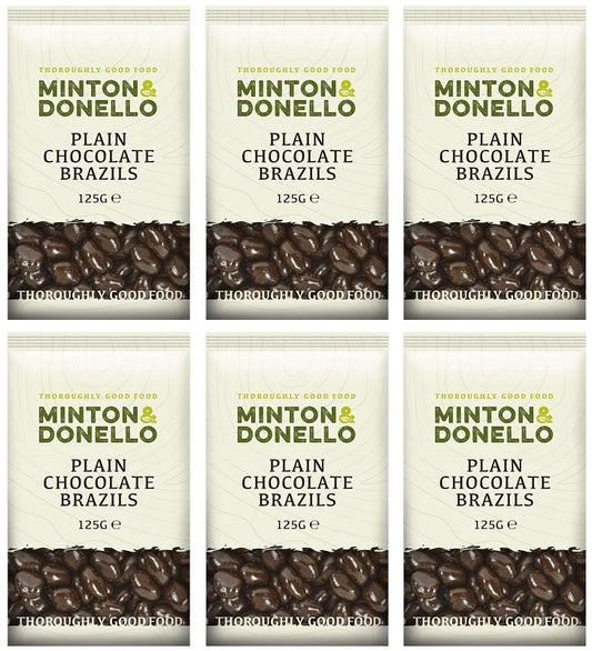 6 x Minton & Donello Plain Chocolate Brazils - 125g