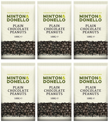 6 x Minton & Donello Plain Chocolate Peanuts - 100g