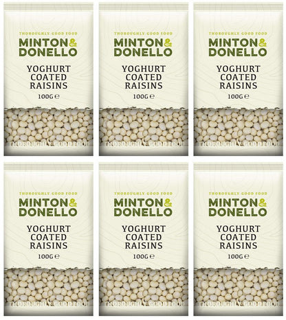 6 x Minton & Donello Yogurt Coated Raisins - 100g