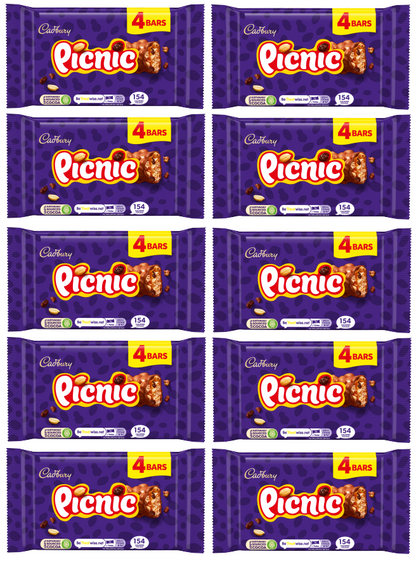 10 x Cadbury Picnic Snacksize 4Pk 128Gm