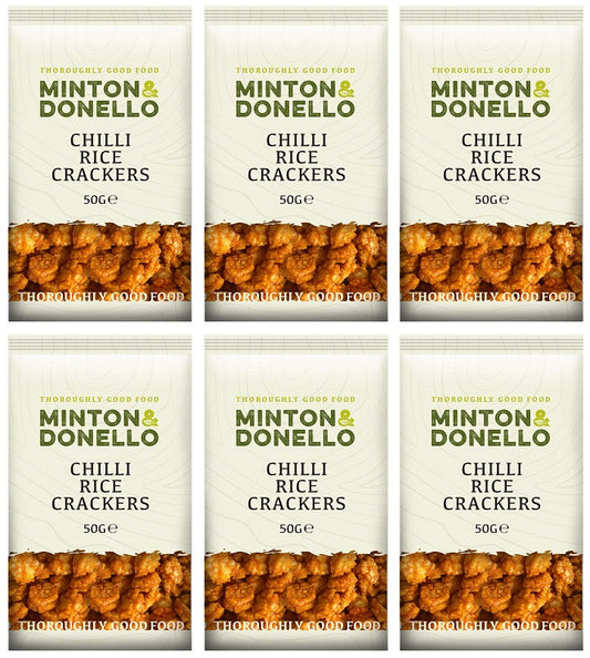 6 x Minton & Donello Chilli Rice Crackers - 50g