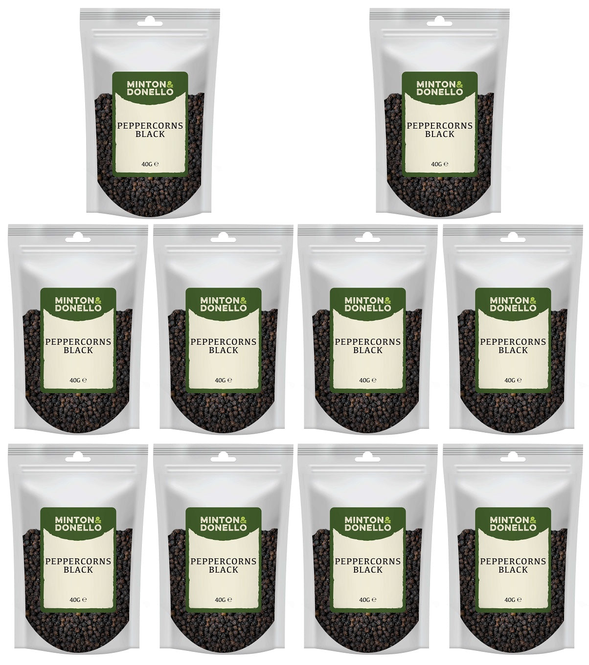 10 x Minton & Donello Peppercorns Black - 40g