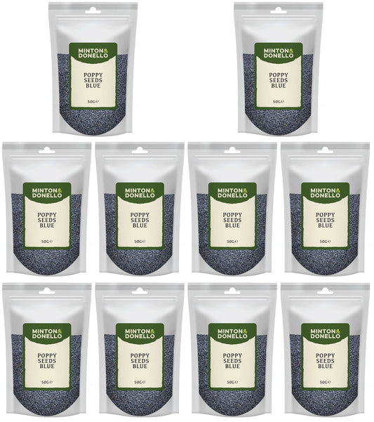 10 x Minton & Donello Poppy Seeds Blue - 50g
