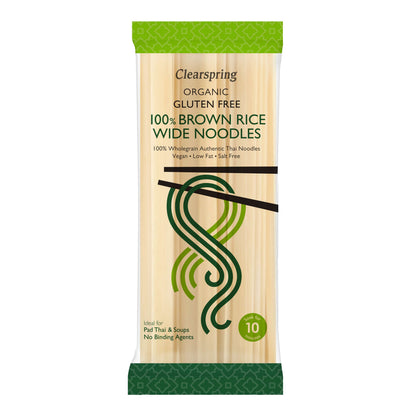 Clearspring Org GF 100% Brown Rice Wide Noodles  - 200g