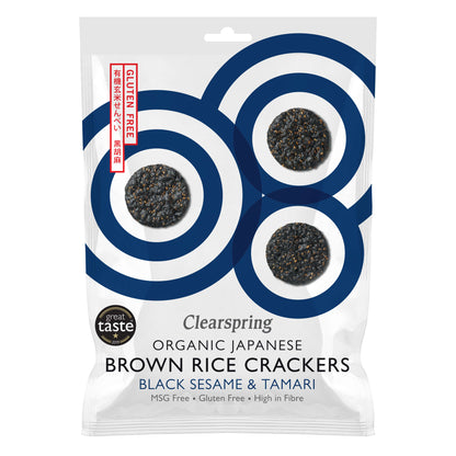 Clearspring Org Brown Rice Crackers - Black Sesame - 40g