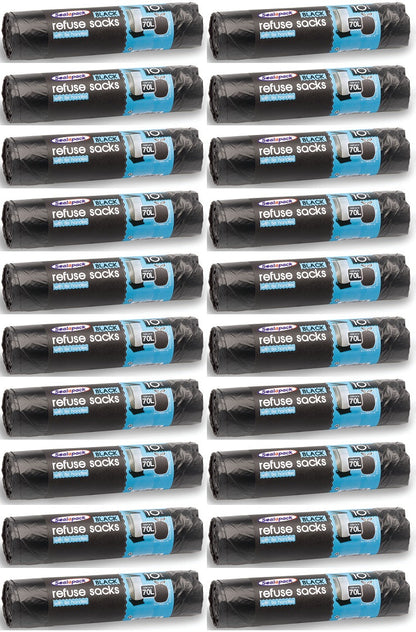 20 x Sealapack Refuse Sack Tie Handle 70 Litre 10 Pack