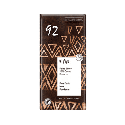 10 x Vivani Fine Dark 92% cocoa + coconut blossom sugar - 80g